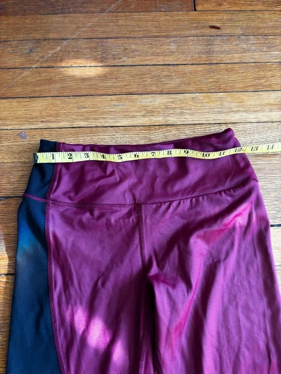 Victoria's Secret Maroon and Black Athletic Leggings with Pink Hem Accent SP - Picture 9 of 10